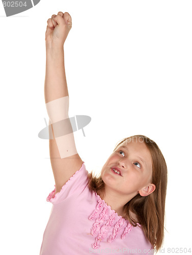 Image of yes young girl punches the sky