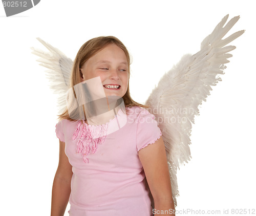 Image of sneaky young girl with angel wings