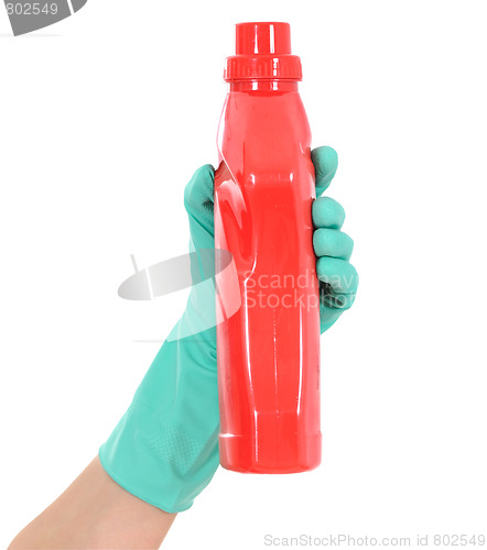Image of red bottle in hand