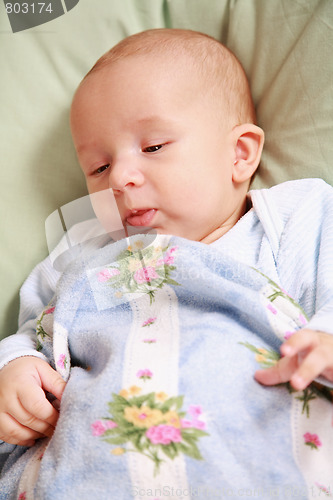 Image of Adorable newborn in bed