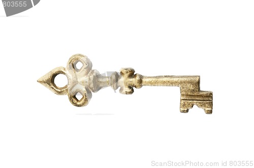 Image of Golden key isolated with path