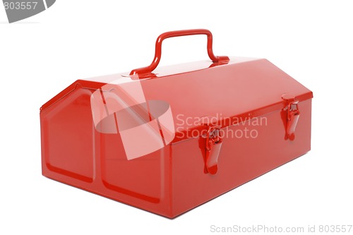 Image of Red retro toolbox isolated
