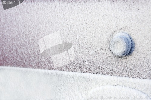 Image of Detail of a frozen car door