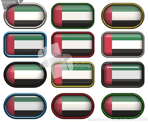 Image of 12 buttons of the Flag of United Arab Emirates