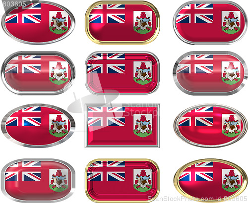 Image of twelve buttons of the Flag of Bermuda