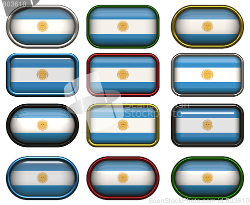 Image of twelve buttons of the Flag of Argentina