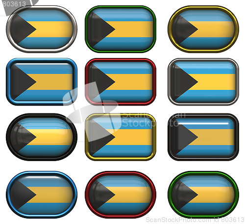 Image of twelve buttons of the  Flag of Bahamas