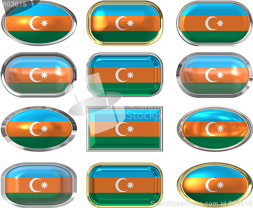 Image of twelve buttons of the Flag of aZerbaijan