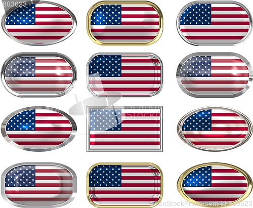 Image of 12 buttons of the Flag of the United States