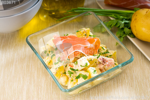 Image of parma ham and potato salad