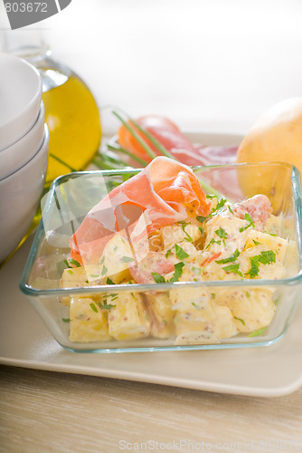 Image of parma ham and potato salad