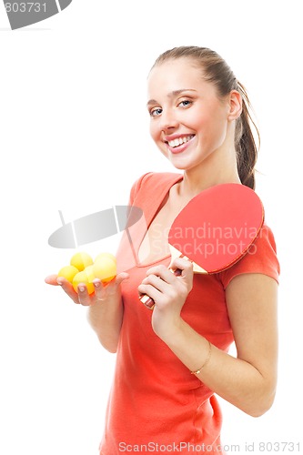 Image of Happy woman ping-pong spot player