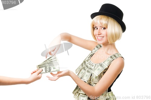 Image of Woman take money