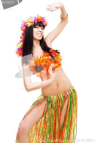 Image of Woman in flowers costume dance