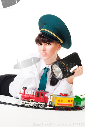 Image of Positive railroad worker woman