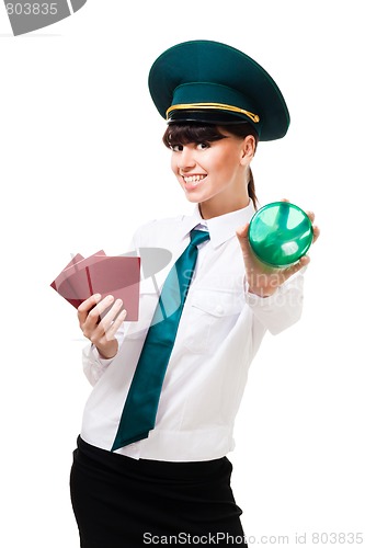 Image of Customer worker show green light