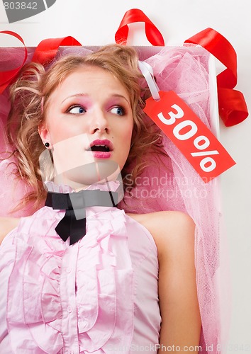 Image of Fancy doll with sale tag