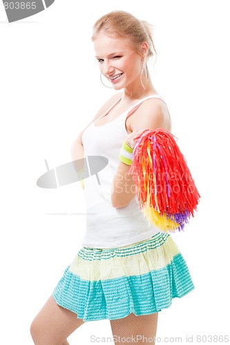 Image of Happy woman cheer leader