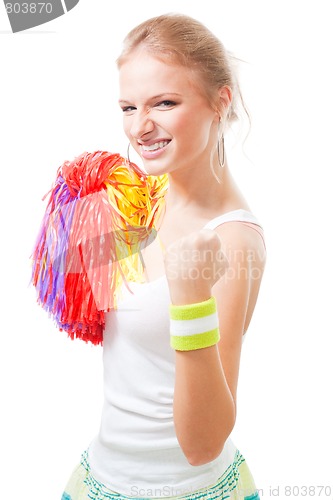 Image of woman cheer leader of winning team