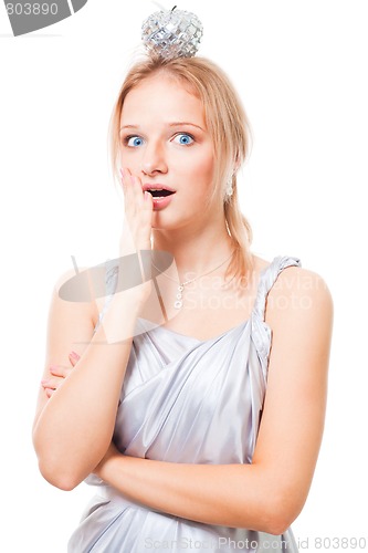 Image of woman with apple on her head