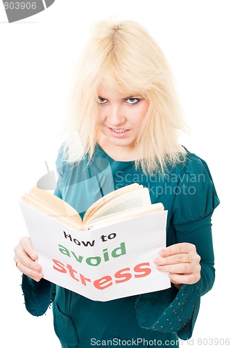 Image of Stressed woman with tousle try to avoid stress