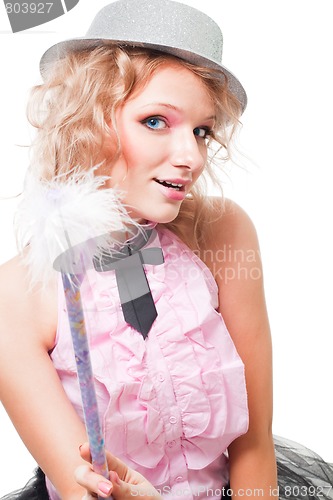 Image of Pink blond fairy woman with magic wand