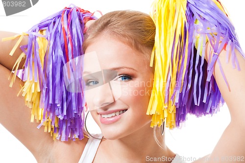 Image of Close up portrait of a woman cheer leader