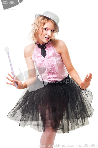 Image of Woman with magic wand and hat,