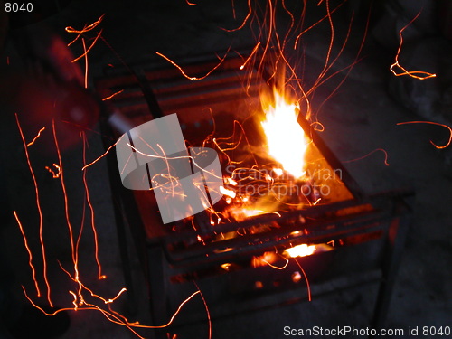 Image of Blowing Sparks On The BBQ