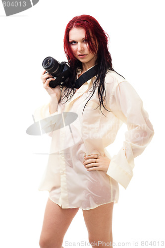 Image of Seductive woman photographer