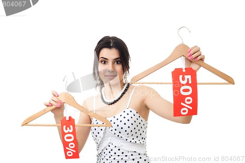 Image of Woman surprised by sales