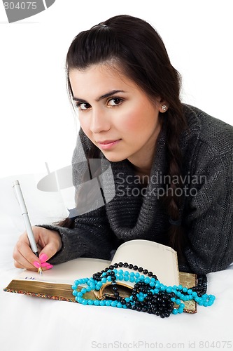 Image of Girl with write notes