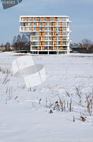 Image of modern geometric architecture at winter