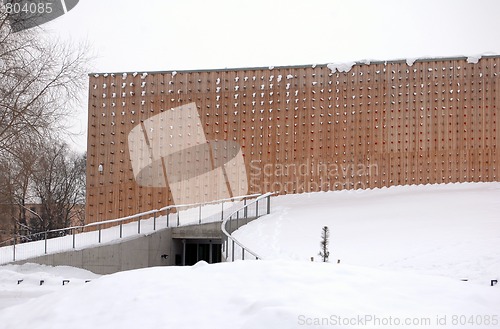 Image of modern geometric architecture at winter