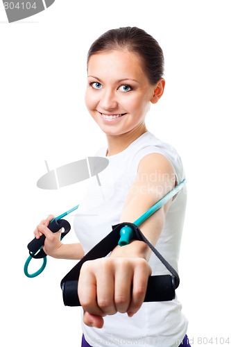 Image of Happy woman with expander