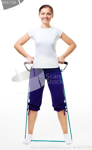 Image of Trainer show exercise with expander