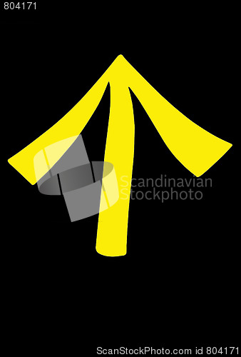 Image of Yellow arrow on black.