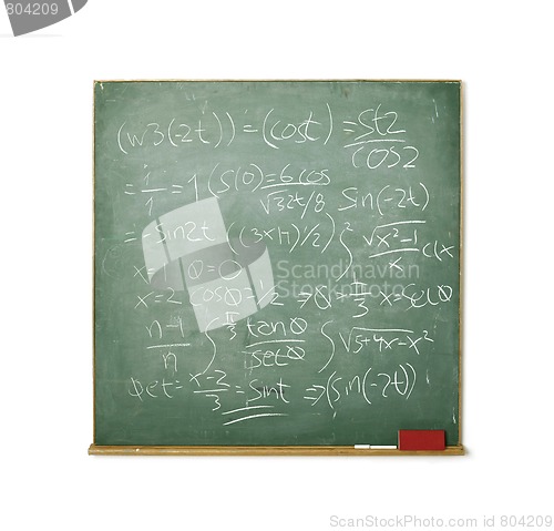 Image of Blackboard with hard math isolated on white