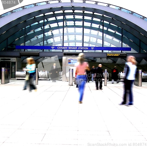 Image of People walking to the tube station, London