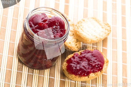 Image of Breakfast of cherry jam on toast