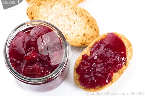 Image of Breakfast of cherry jam on toast