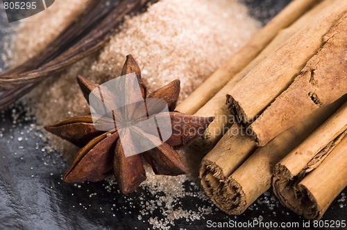 Image of aromatic spices with brown sugar