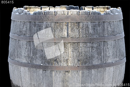 Image of Top of Ancient Wooden Barrel