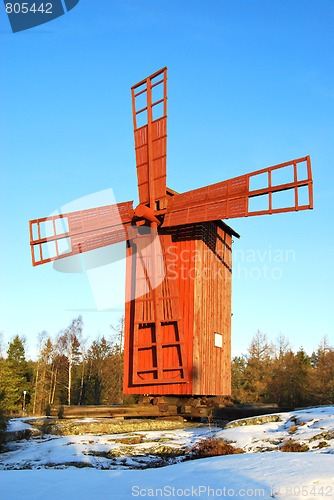 Image of Red Wooden Windmill