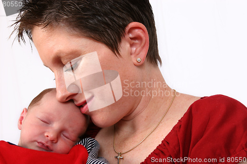 Image of Baby being watch by loving mother