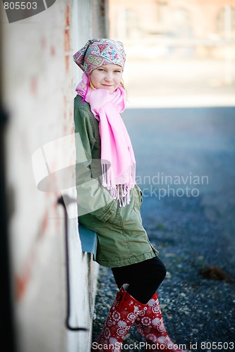 Image of Beautiful young girl outdoors