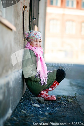 Image of Beautiful young girl outdoors