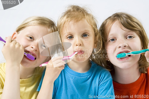 Image of Children brushing teeth