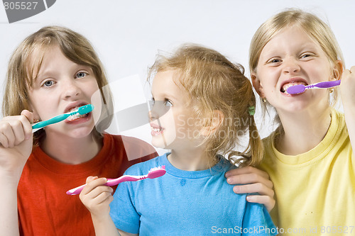 Image of Children brushing teeth