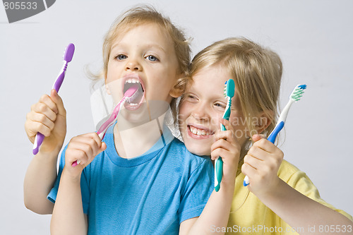 Image of Children brushing teeth